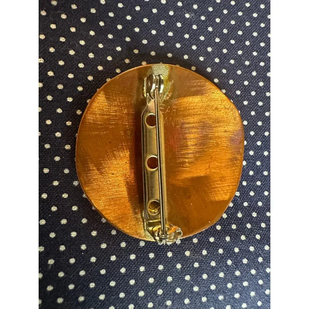 Meab Ireland Copper Enamel Brooch Vintage Modernist Abstract Design Estate